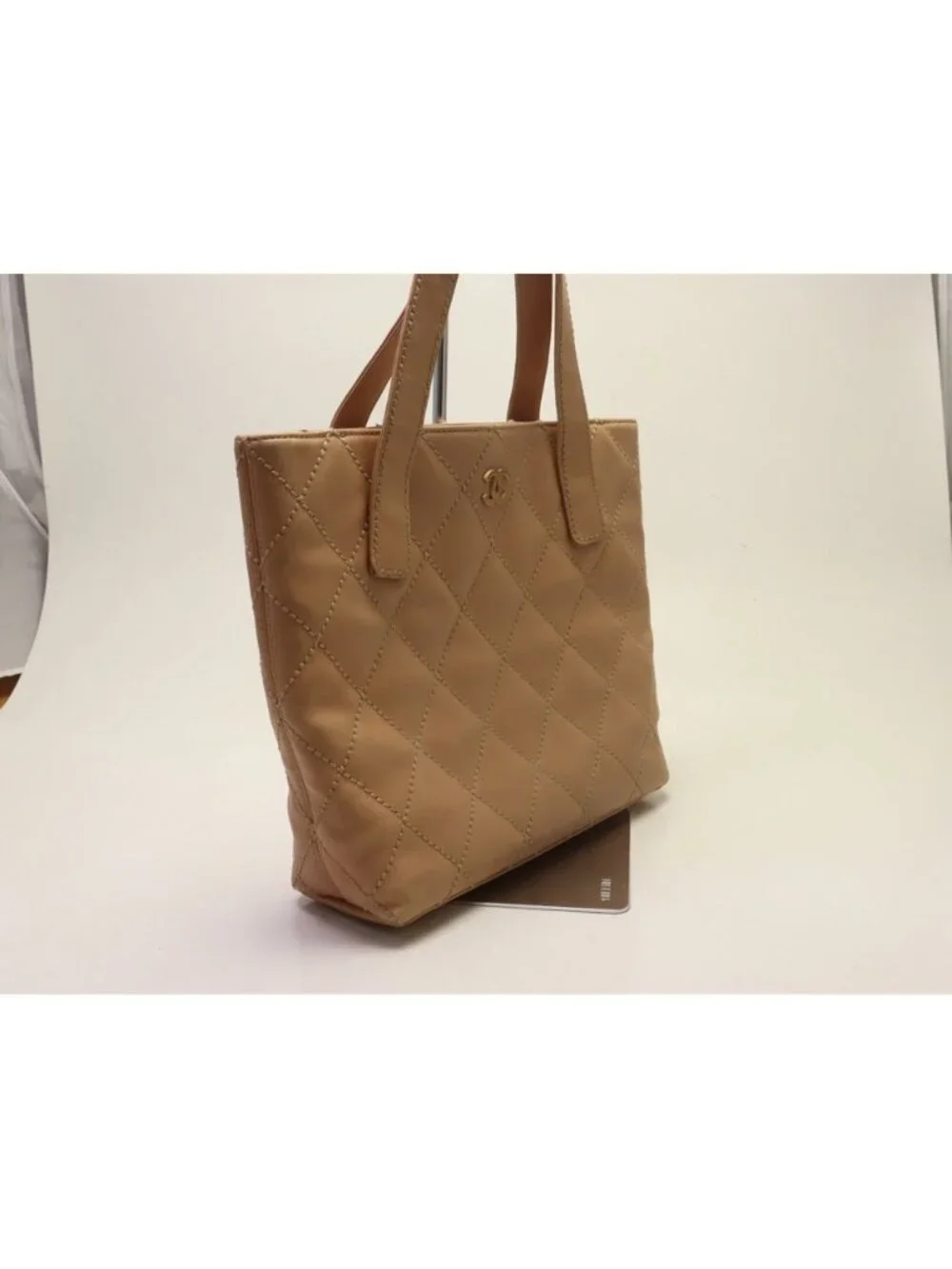 Chanel Wild Stitch Calfskin Beige Hand Tote Bag